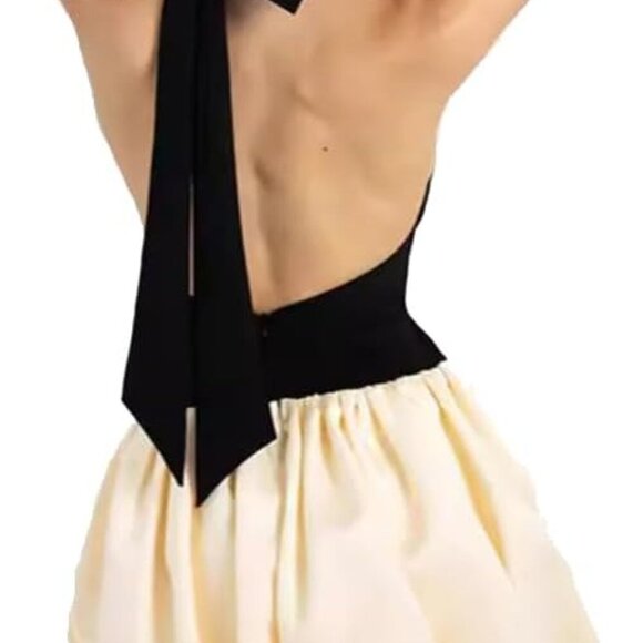 Dresses & Skirts - Women Bubble Hem Mini Dress Ruffle Backless Sleeveless Summer Party